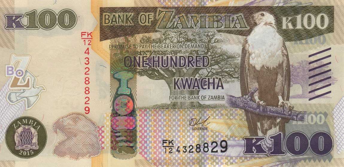 Front of Zambia p61a: 100 Kwacha from 2015