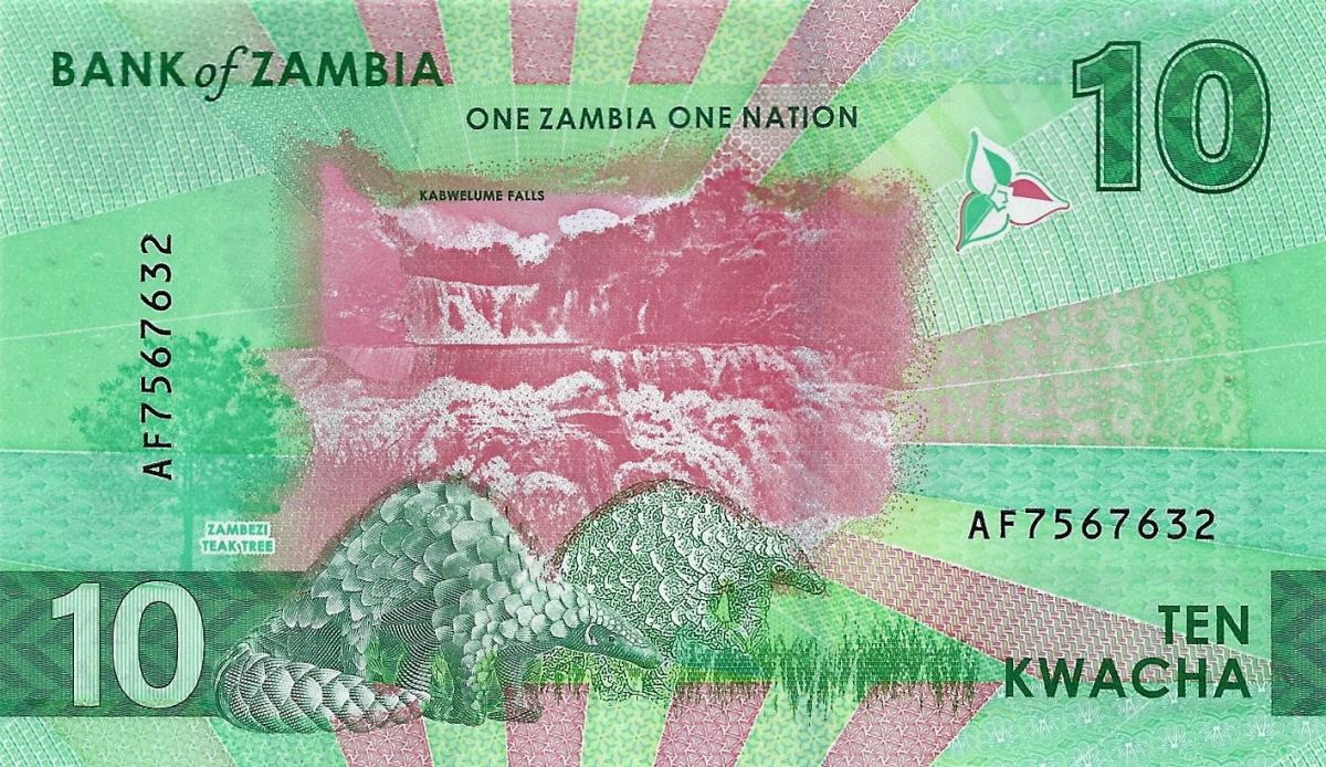 Back of Zambia p62: 10 Kwacha from 2024