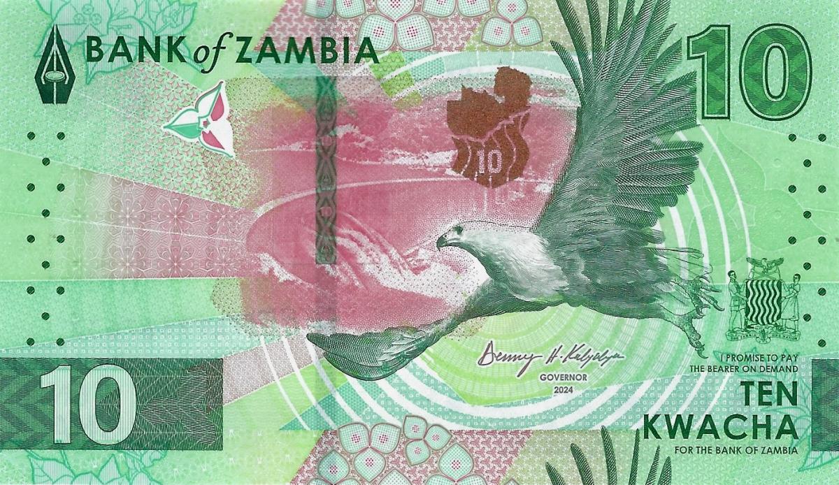 Front of Zambia p62: 10 Kwacha from 2024