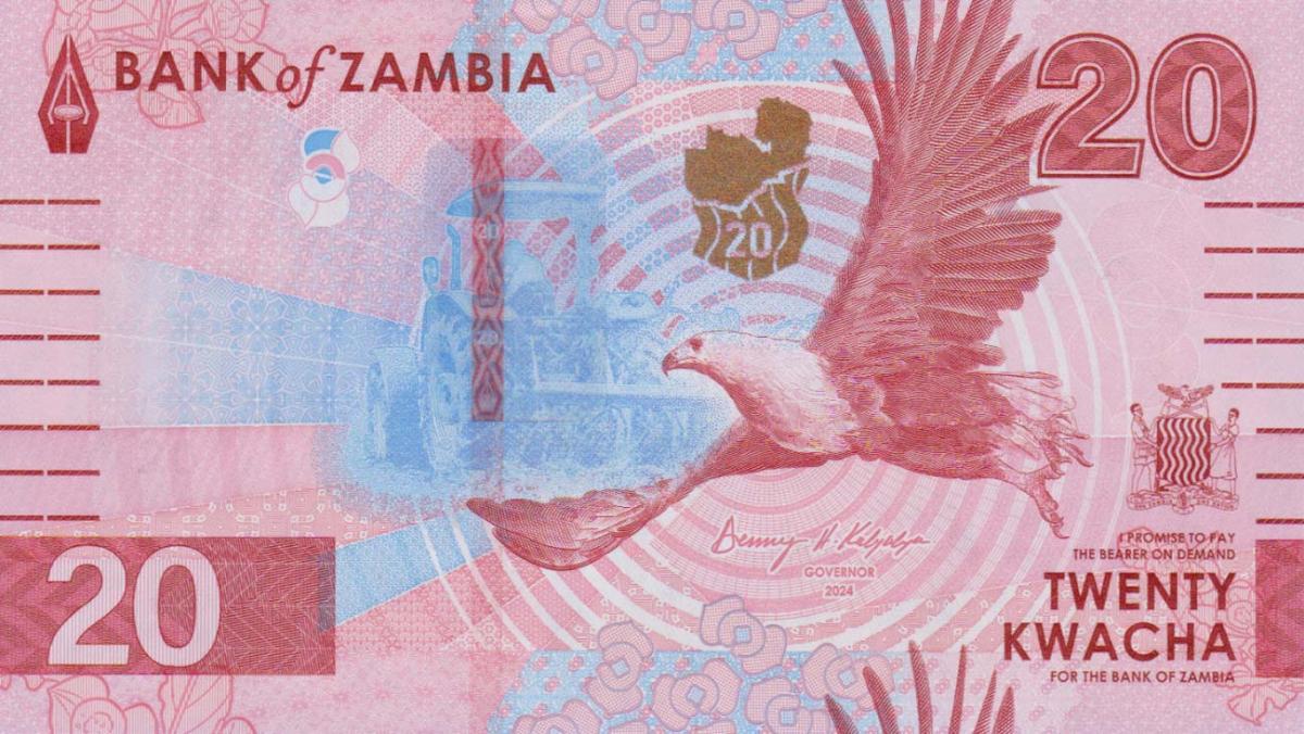 Front of Zambia p63: 20 Kwacha from 2024