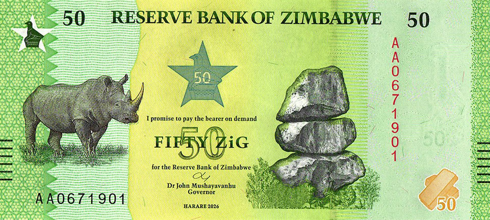 Front of Zimbabwe p114: 50 ZiG from 2026