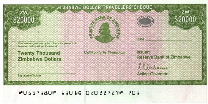 Front of Zimbabwe p18: 20000 Dollars from 2003