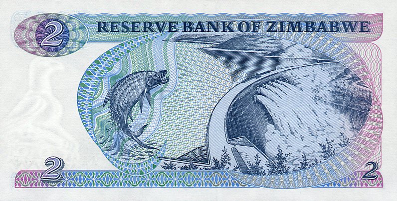 Back of Zimbabwe p1a: 2 Dollars from 1980