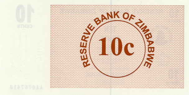 Back of Zimbabwe p35: 10 Cents from 2006