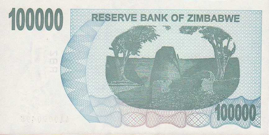 Back of Zimbabwe p48a: 100000 Dollars from 2006