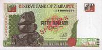 p8s from Zimbabwe: 50 Dollars from 1994
