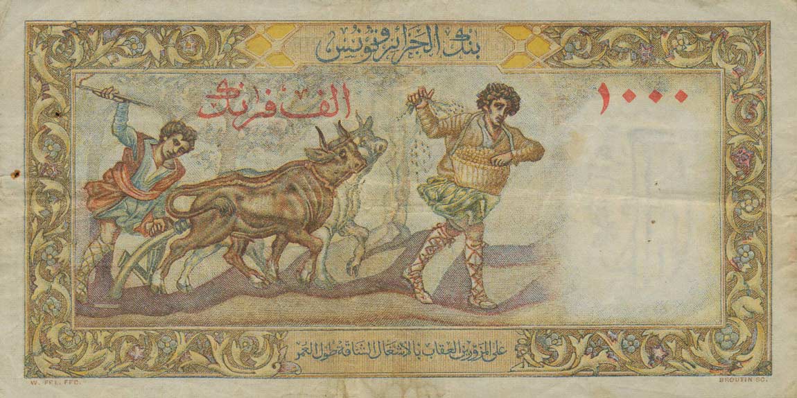 Back of Algeria p107b: 1000 Francs from 1953