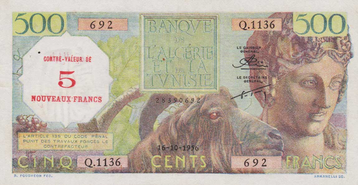 Front of Algeria p111: 500 Francs from 1956