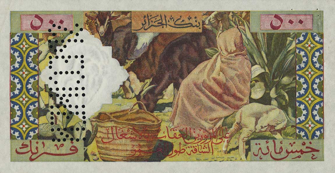 Back of Algeria p117s: 500 Francs from 1958