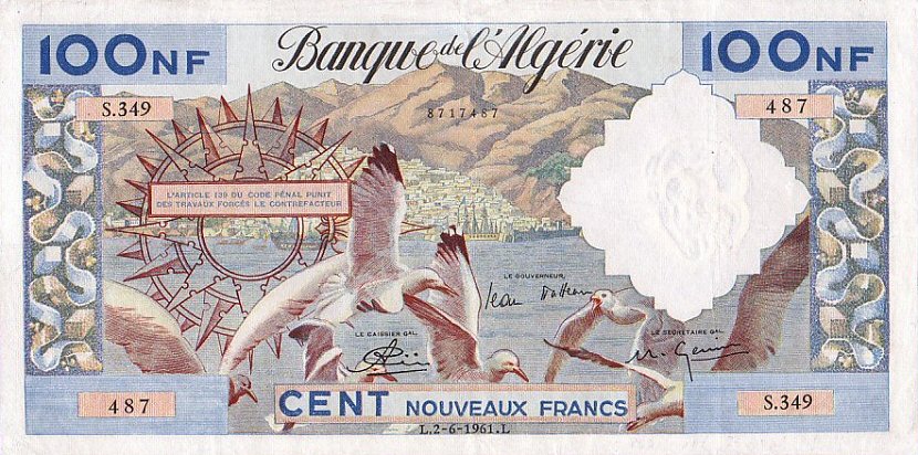 Front of Algeria p121b: 100 Nouveaux Francs from 1960