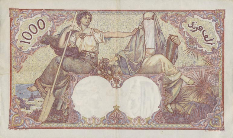 Back of Algeria p83a: 1000 Francs from 1926