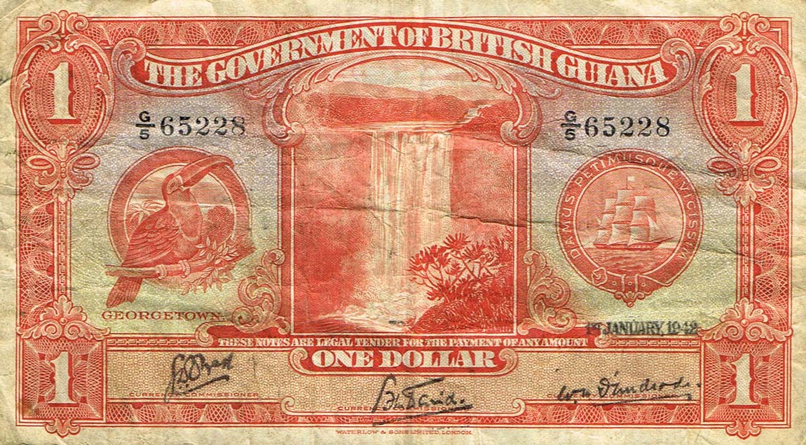 Front of British Guiana p12c: 1 Dollar from 1942