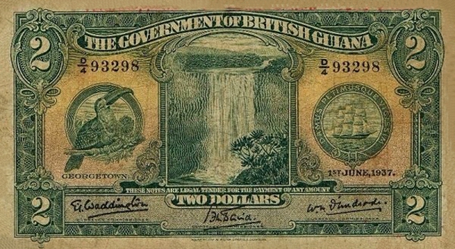Front of British Guiana p13a: 2 Dollars from 1937
