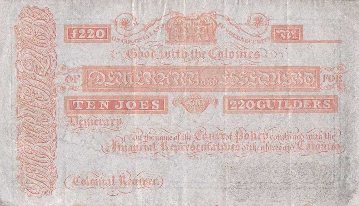 Front of British Guiana pA4: 10 Joes from 1830
