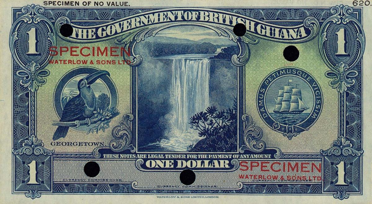 Front of British Guiana p12ct: 1 Dollar from 1937