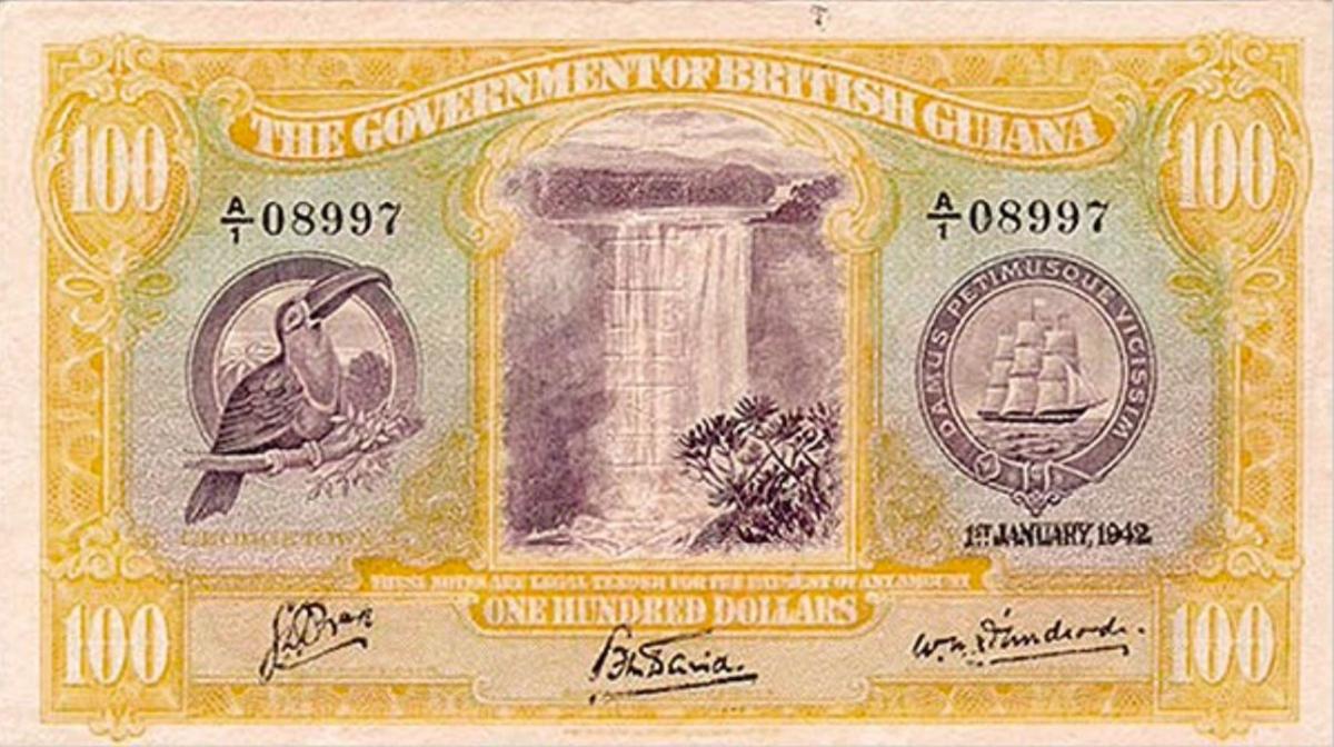 Front of British Guiana p17: 100 Dollars from 1942