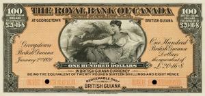 Gallery image for British Guiana pS138p: 100 Dollars