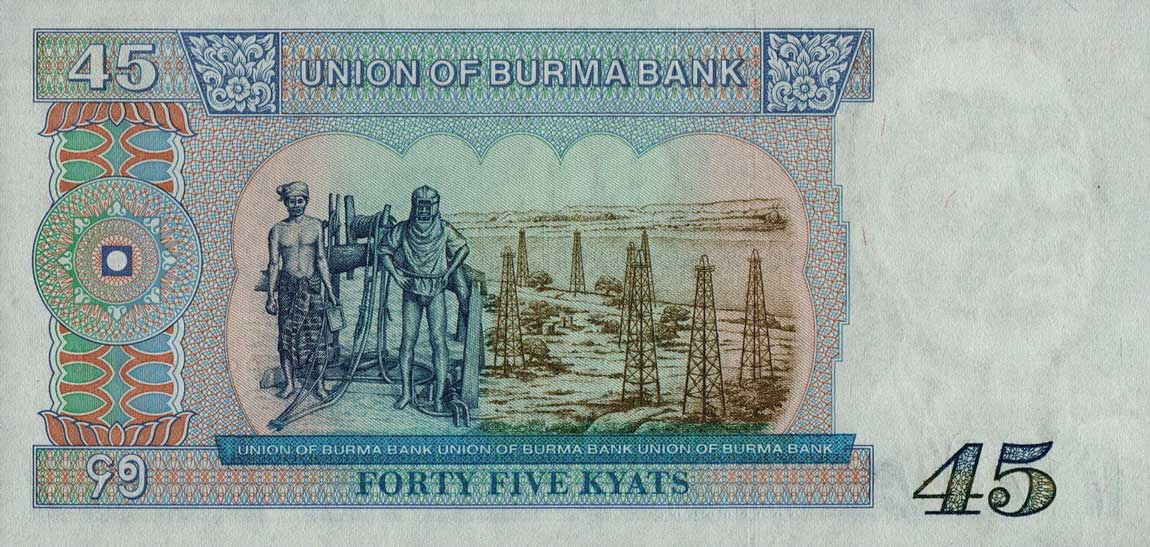 Back of Burma p64: 45 Kyats from 1987