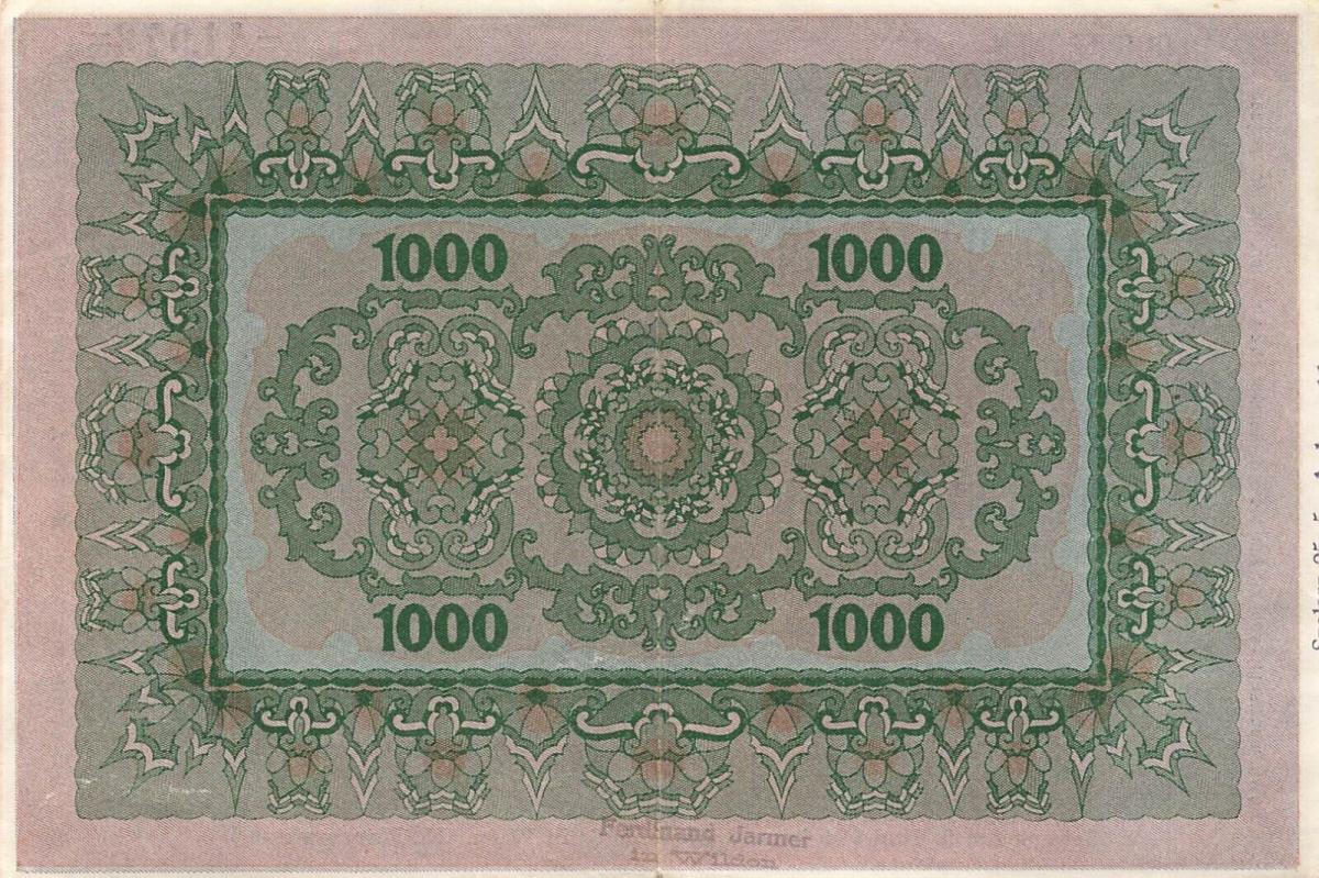 Back of Austrian States pS155b: 1000 Krone from 1923