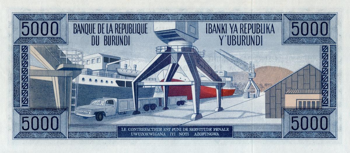 Back of Burundi p26a: 5000 Francs from 1968