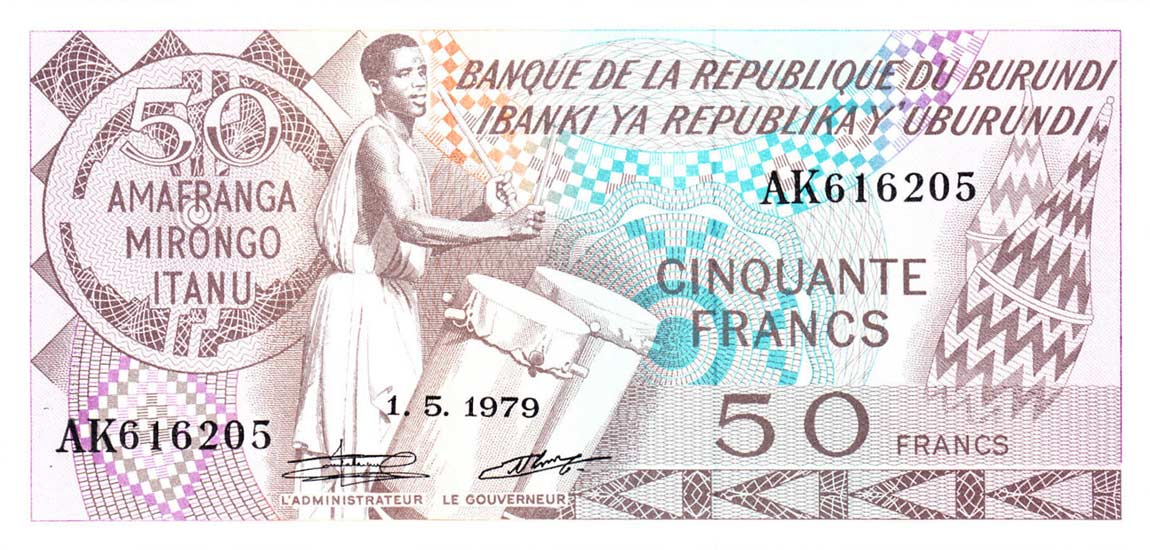 Front of Burundi p28a: 50 Francs from 1977