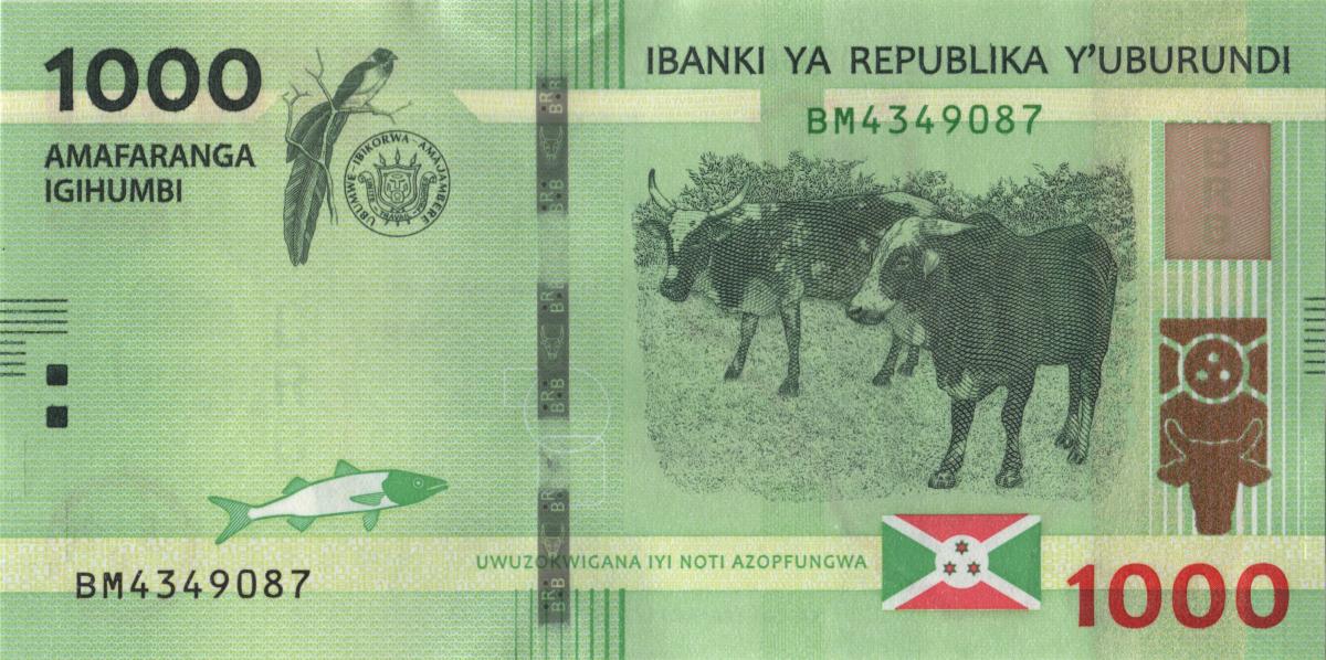Back of Burundi p51c: 1000 Francs from 2023