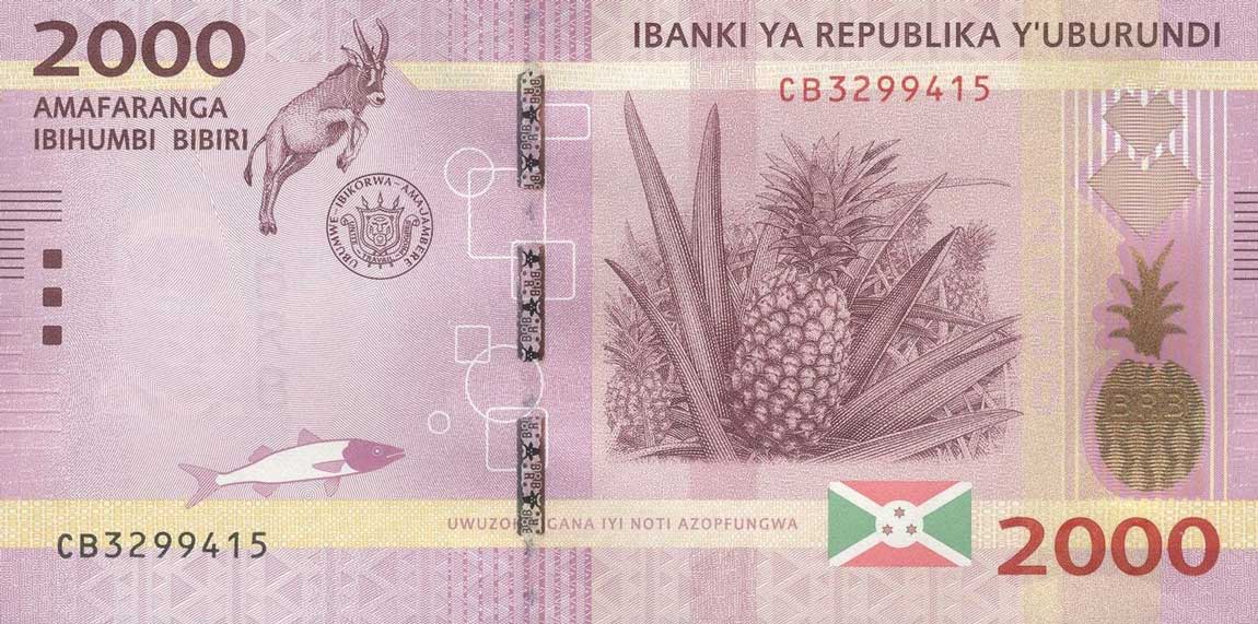 Front of Burundi p52a: 2000 Francs from 2015