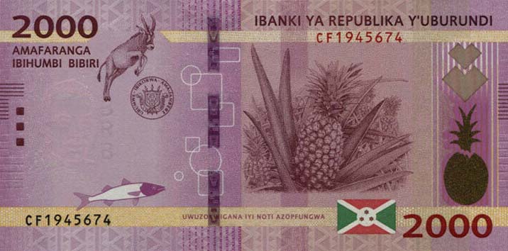 Front of Burundi p52b: 2000 Francs from 2018
