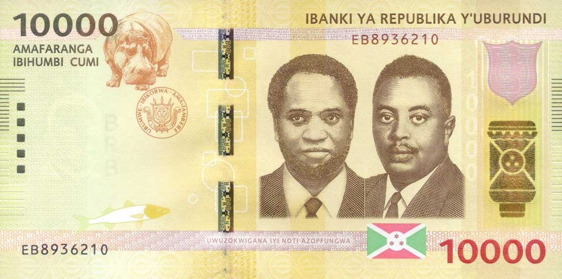 Front of Burundi p54a: 10000 Francs from 2015
