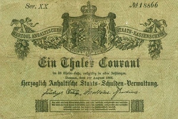 Front of German States pS102b: 1 Thaler from 1866