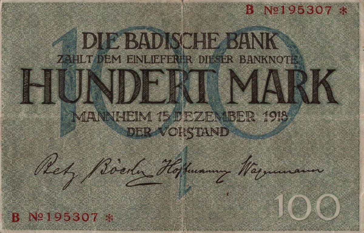 Front of German States pS907: 100 Mark from 1918