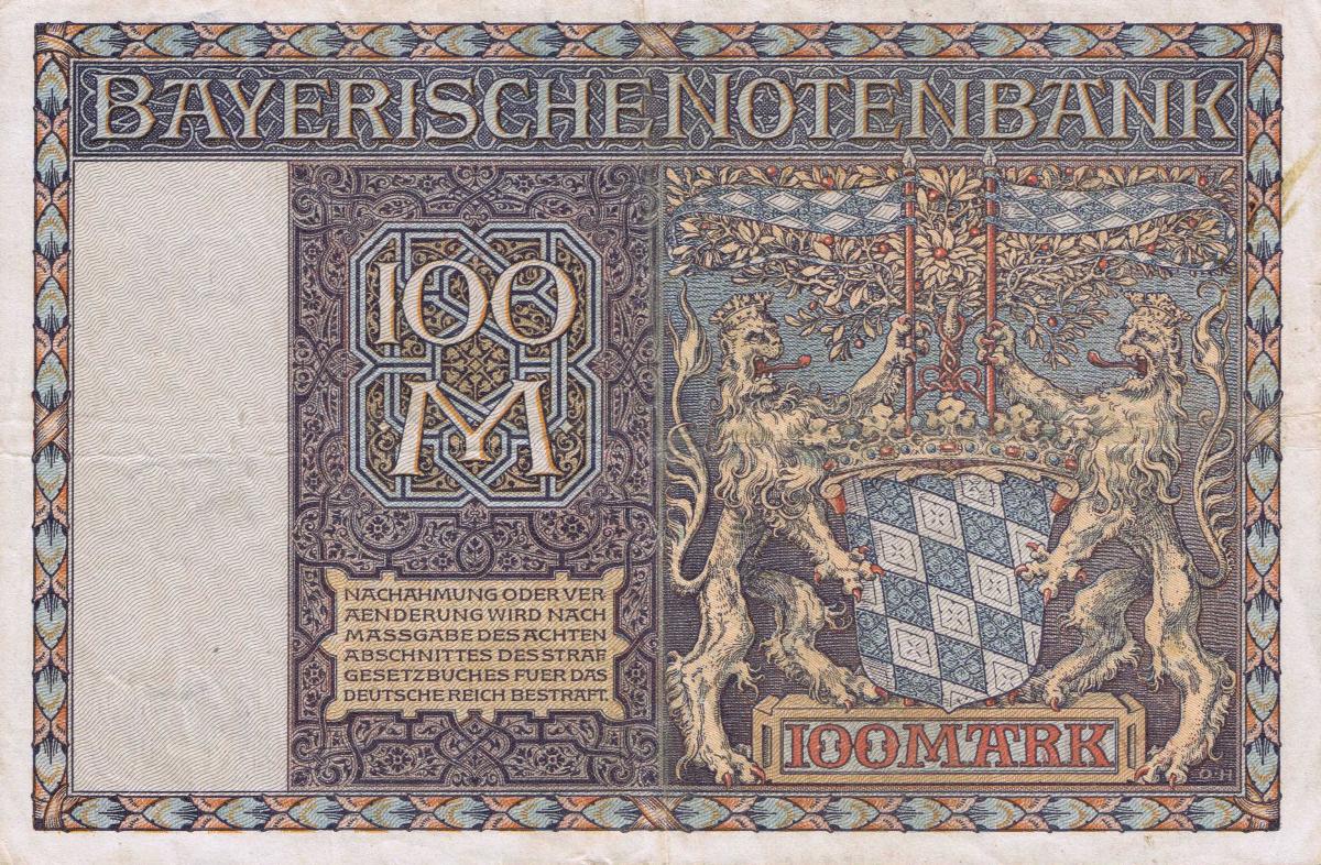 Back of German States pS923: 100 Mark from 1922