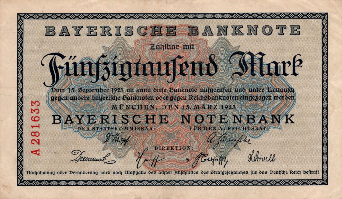Front of German States pS927: 50000 Mark from 1923