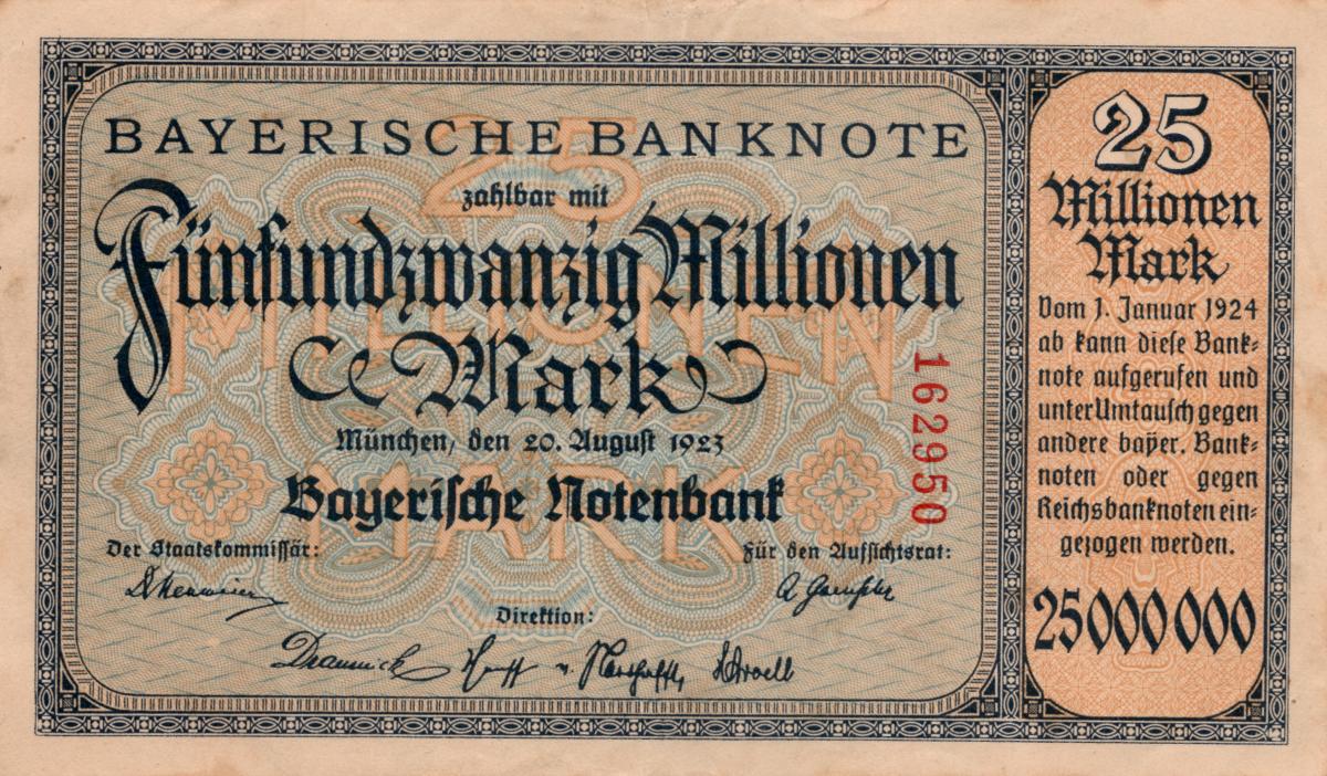 Front of German States pS933: 25000000 Mark from 1923
