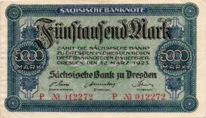 pS957 from German States: 5000 Mark from 1923