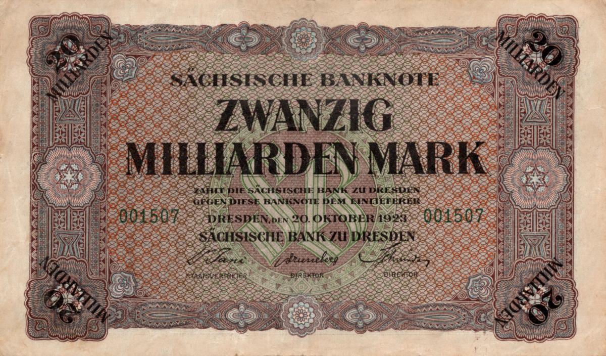Front of German States pS966: 20000000000 Mark from 1923