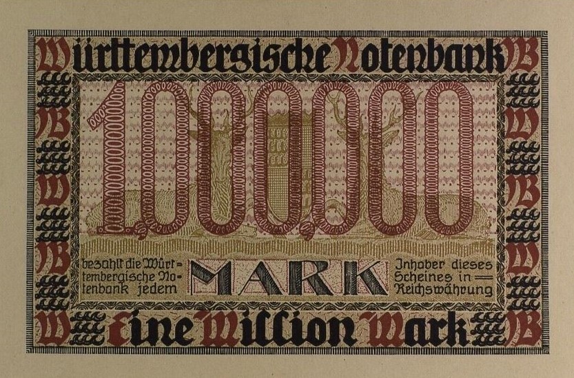 Back of German States pS986: 1000000 Mark from 1923