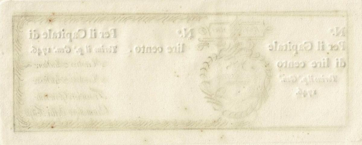 Back of Italian States pS101r: 100 Lire from 1746