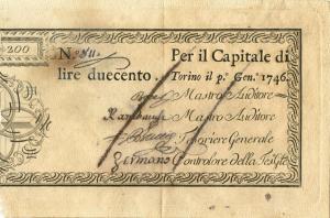 pS102a from Italian States: 200 Lire from 1746