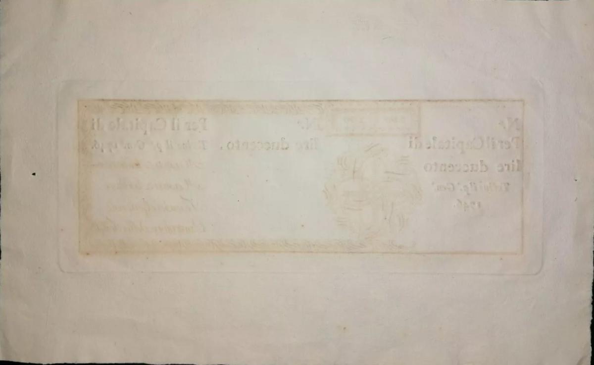 Back of Italian States pS102r: 200 Lire from 1746