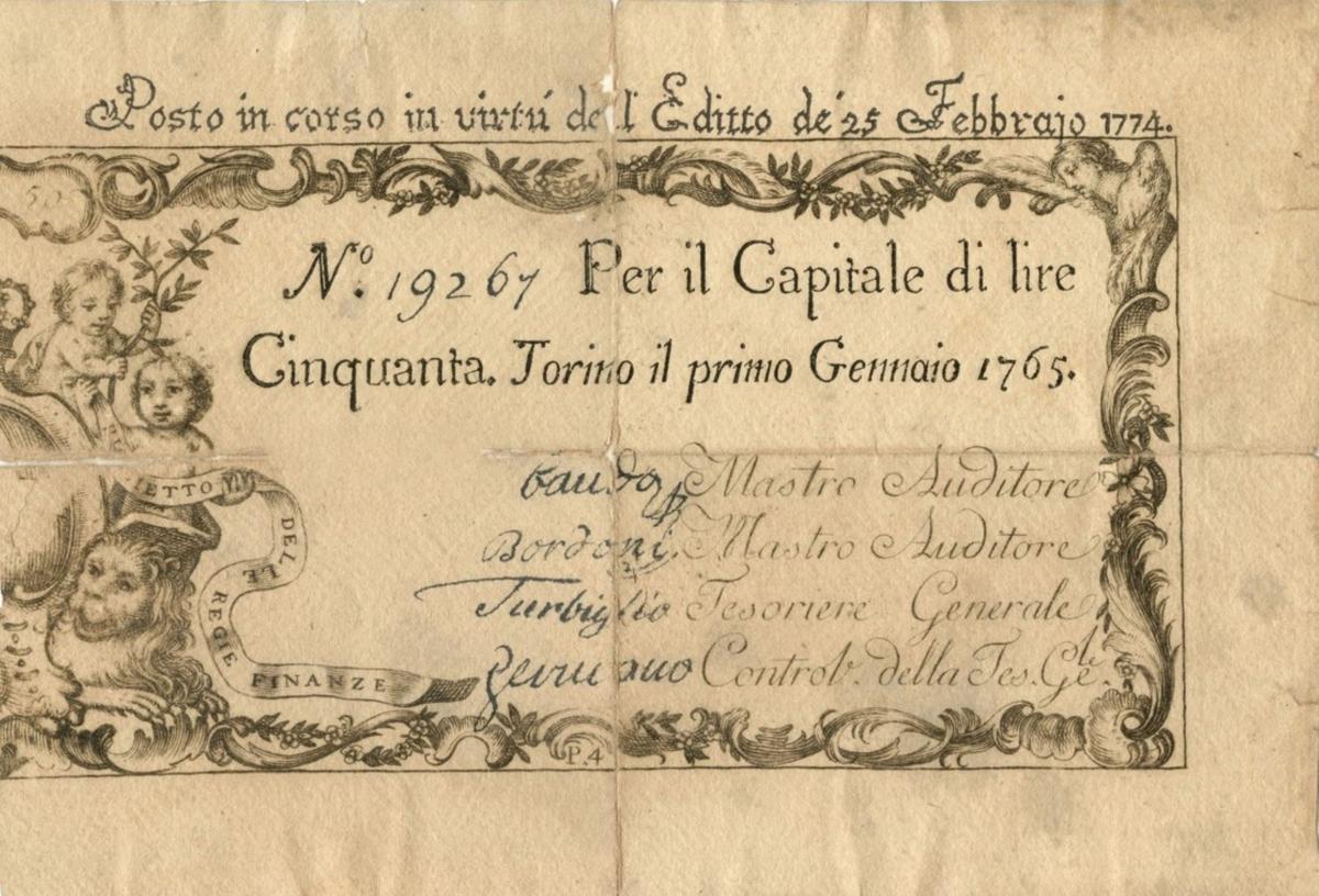 Front of Italian States pS112a: 50 Lire from 1765