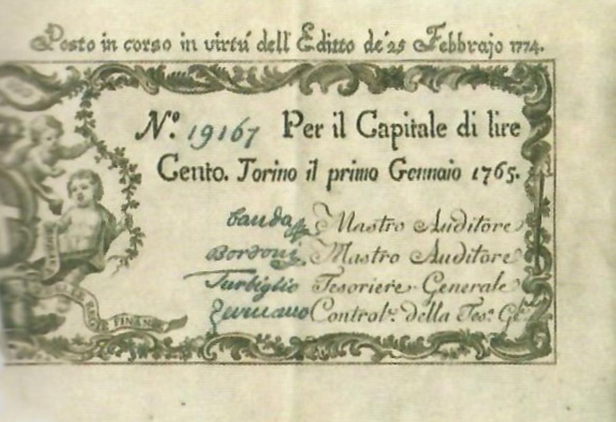 Front of Italian States pS113a: 100 Lire from 1765