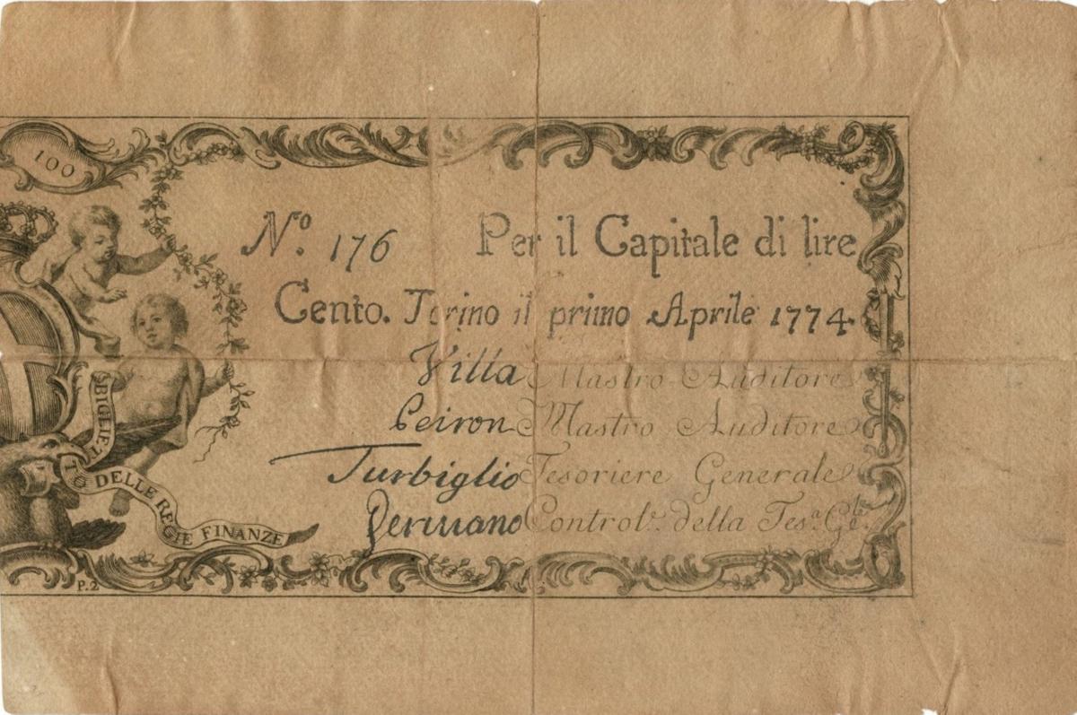 Front of Italian States pS114: 100 Lire from 1774
