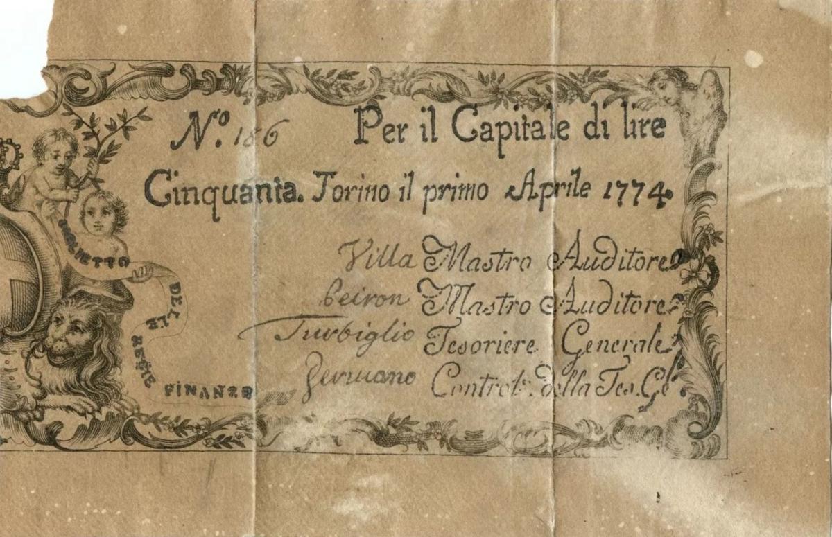 Front of Italian States pS115: 50 Lire from 1774