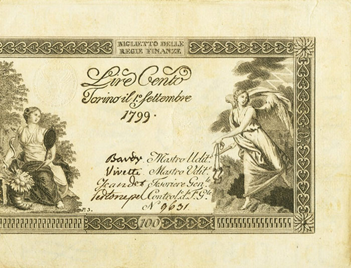 Front of Italian States pS132: 100 Lire from 1799