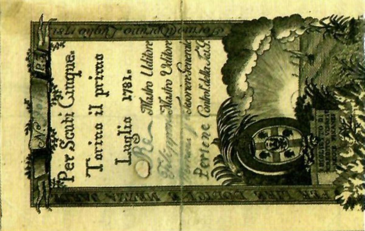 Front of Italian States pS135a: 5 Scudi from 1781