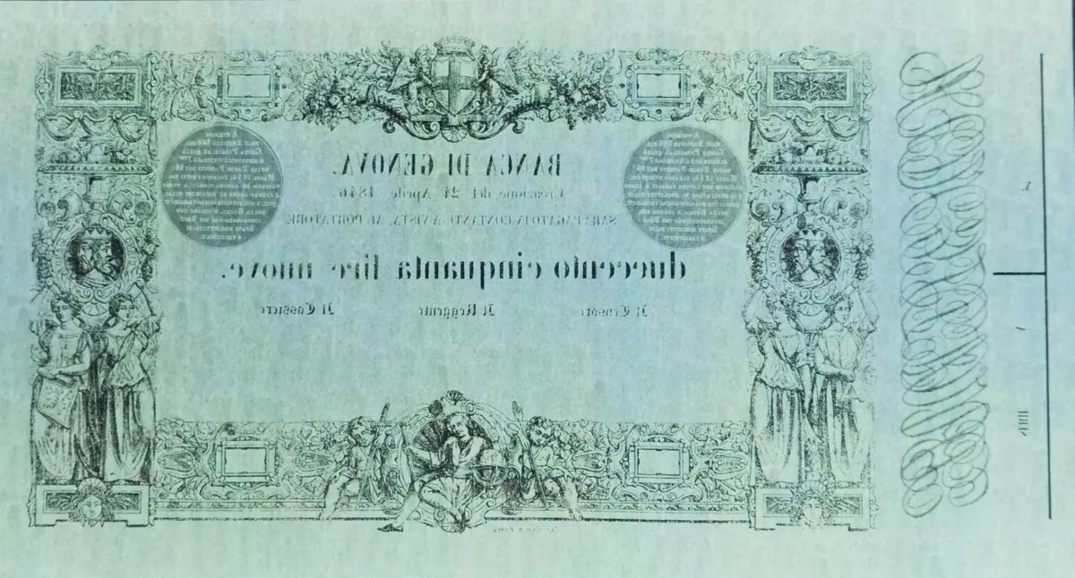 Back of Italian States pS151: 250 Lire from 1848