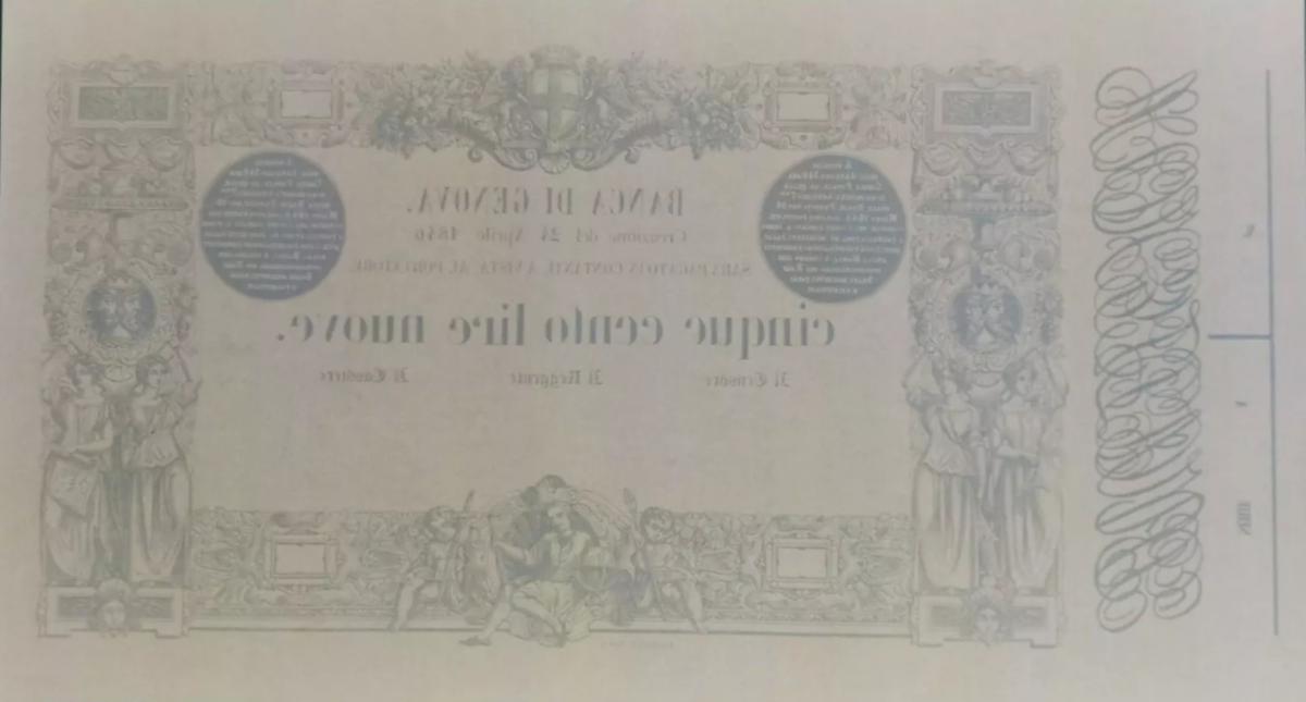 Back of Italian States pS152: 500 Lire from 1848