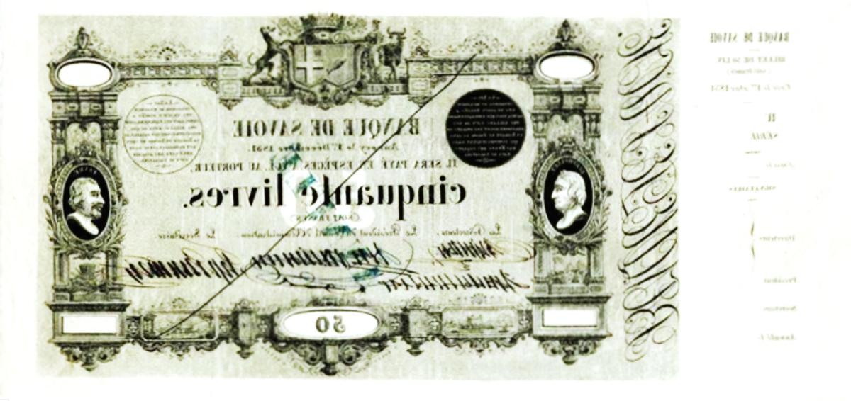 Back of Italian States pS160: 50 Livres from 1851