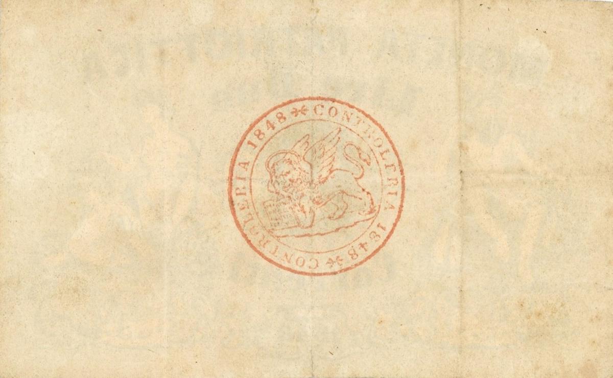 Back of Italian States pS186: 2 Lire from 1848